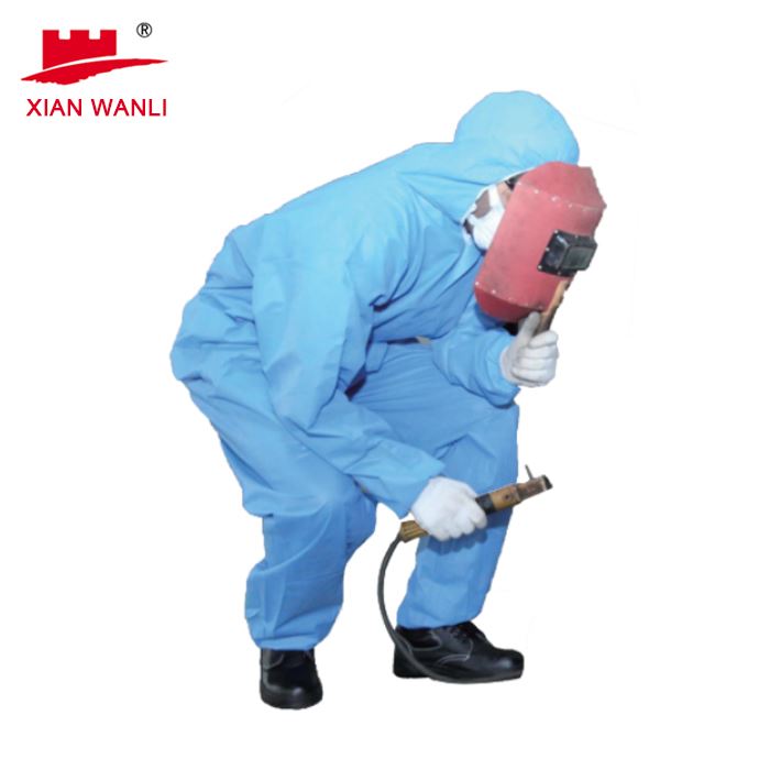 3-layer SMS Material Blue Disposable Safety Coverall for Men
