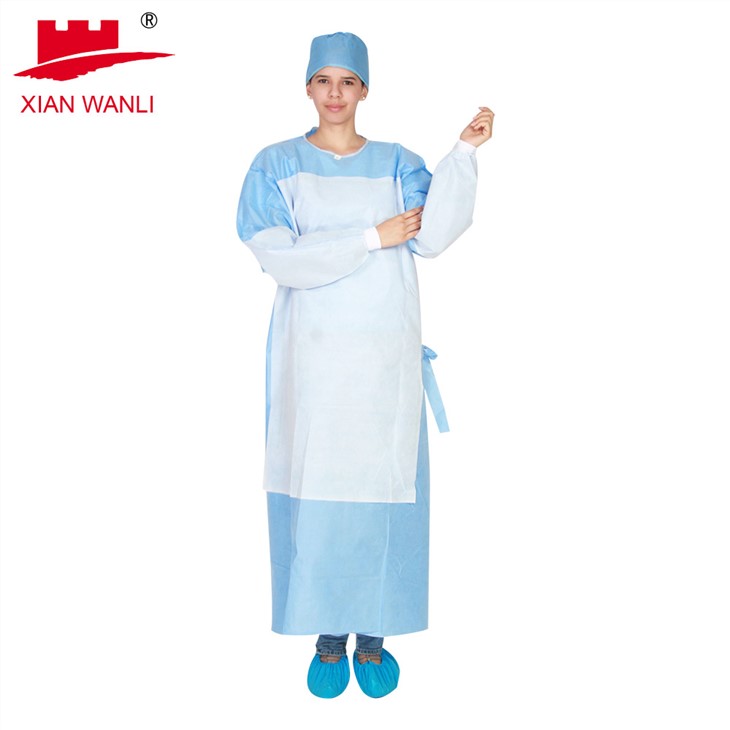 Non Woven Reinforced Blue Surgical Gown Medical