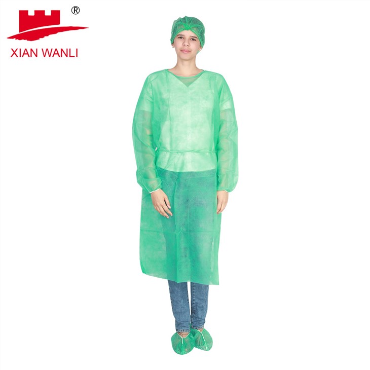 Non Woven Long Sleeve Green Surgical Gown Isolation
